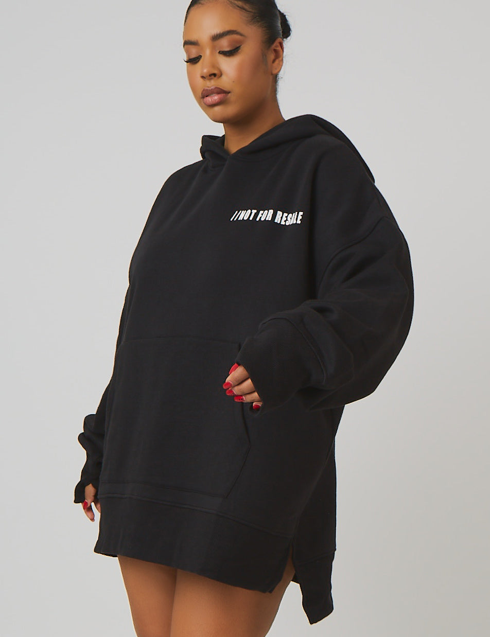 Curve Oversized Text Hoody Black