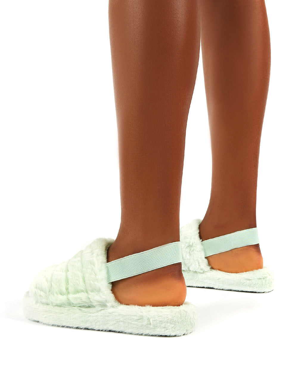 Dreamtime Mint Fluffy Strap Back Slippers