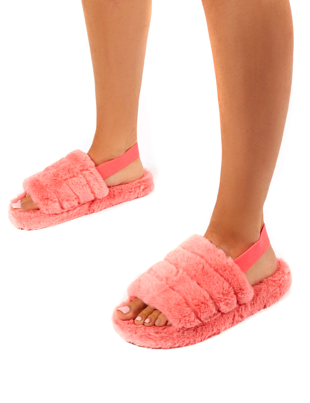 fluffy strap slippers