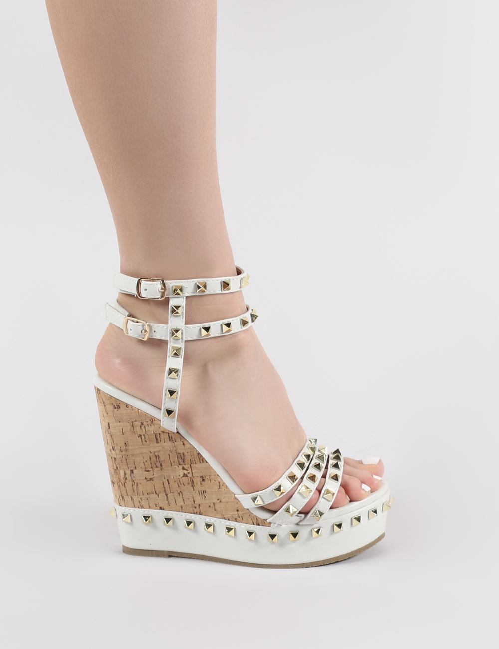 Aroha Wedge Sandals in White PU