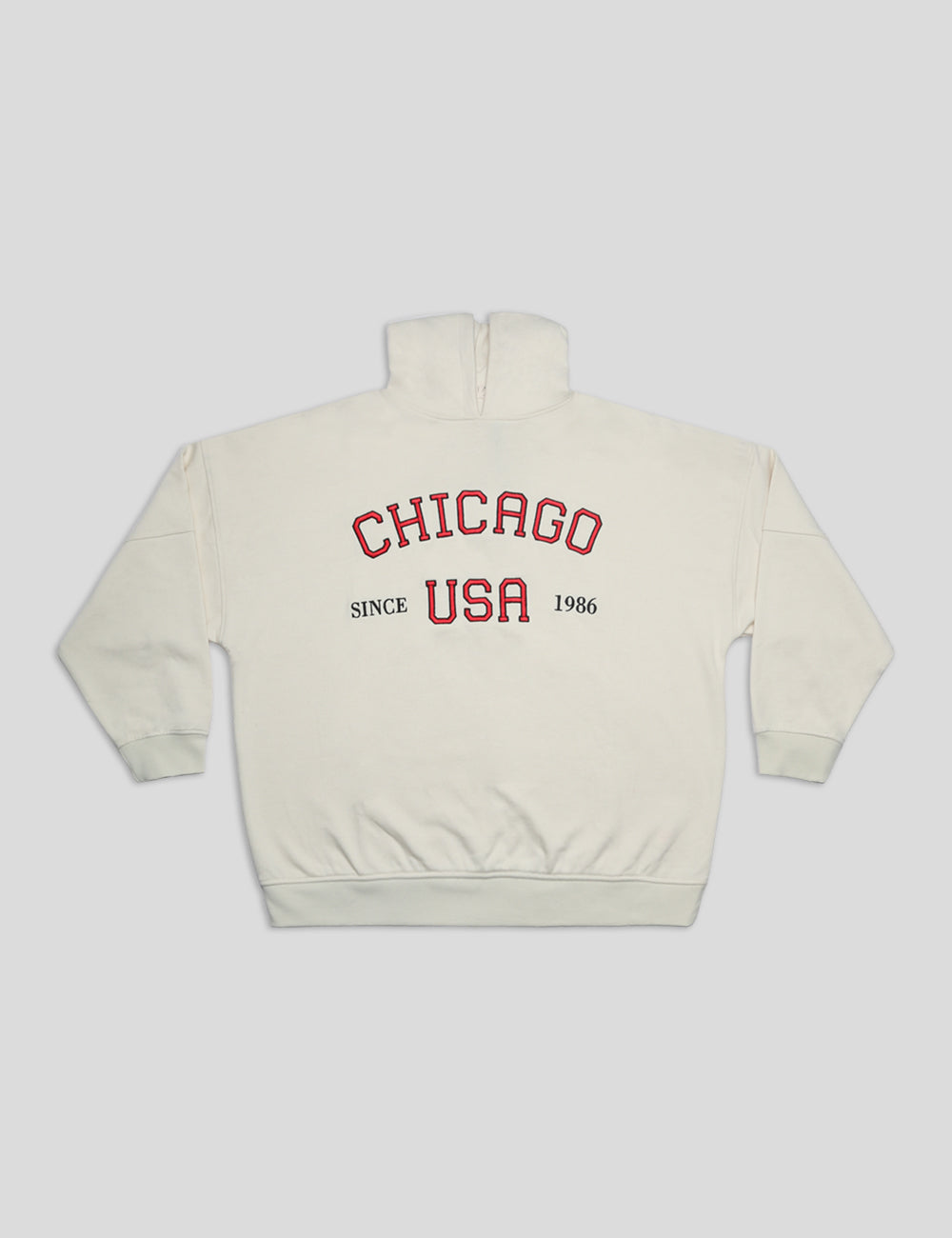 CHIGAGO SLOGAN OVERSIZED HOODIE ECRU