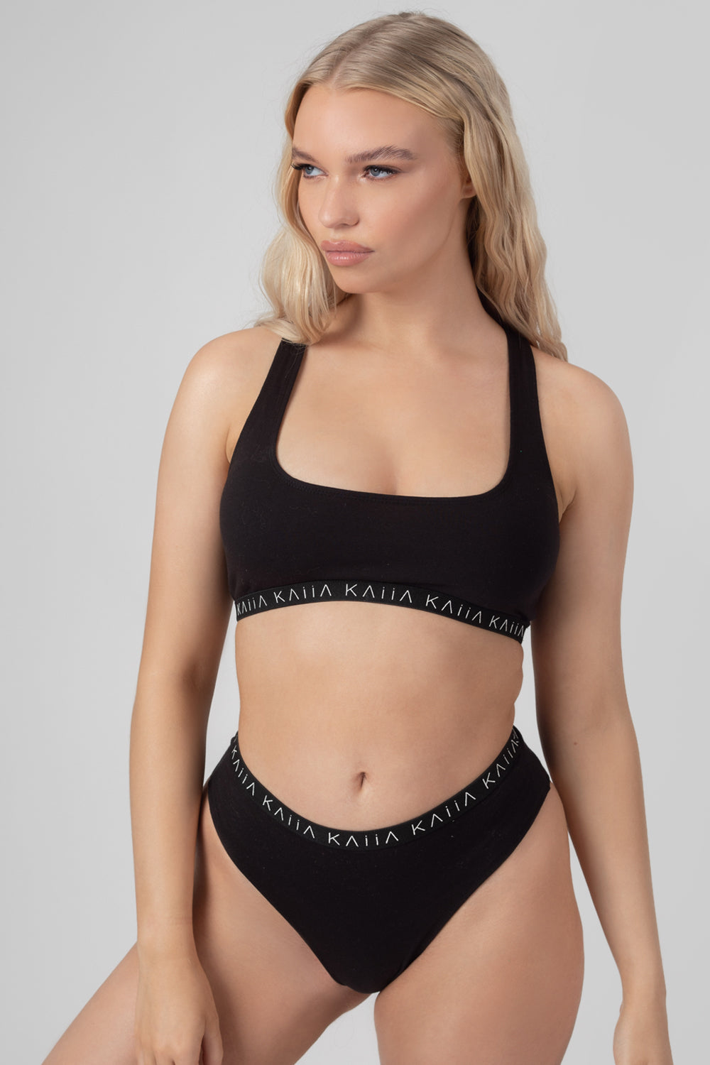 Kaiia Elastic Highwaisted Brief Black