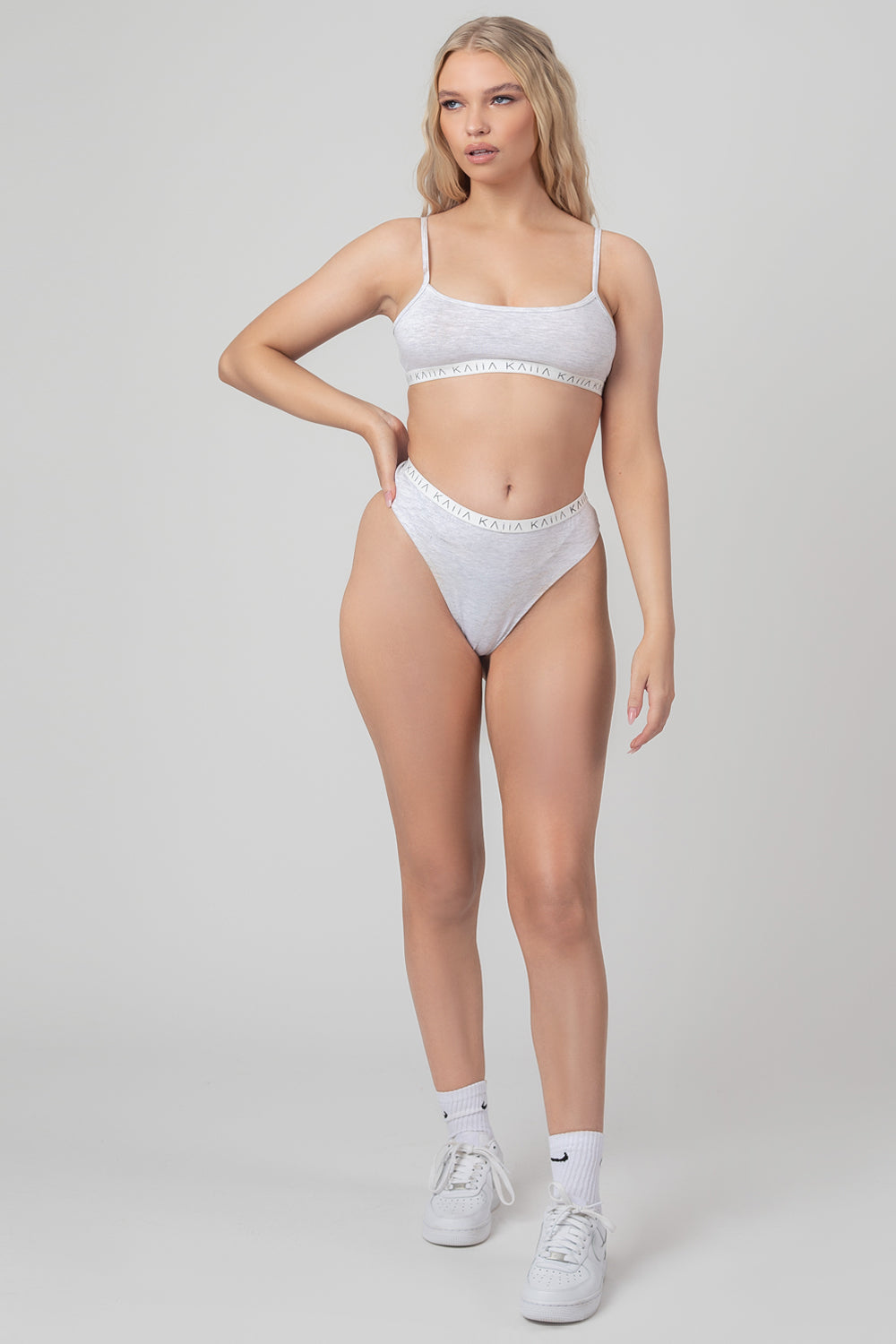 Kaiia Elastic Highwaisted Brief Grey Marl