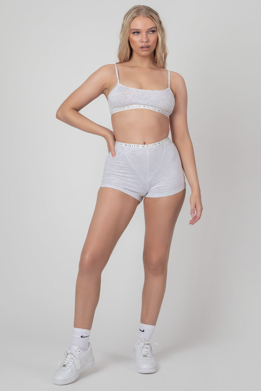 Kaiia Elastic Girl Boxer Grey Marl