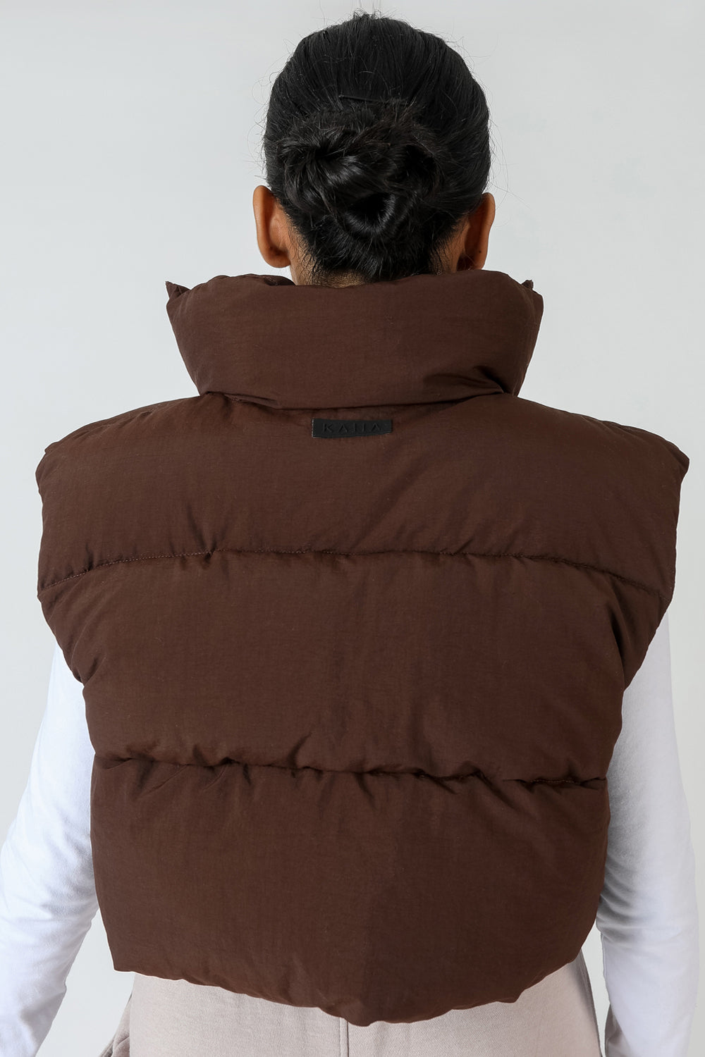 Cropped Puffer Gilet Chocolate