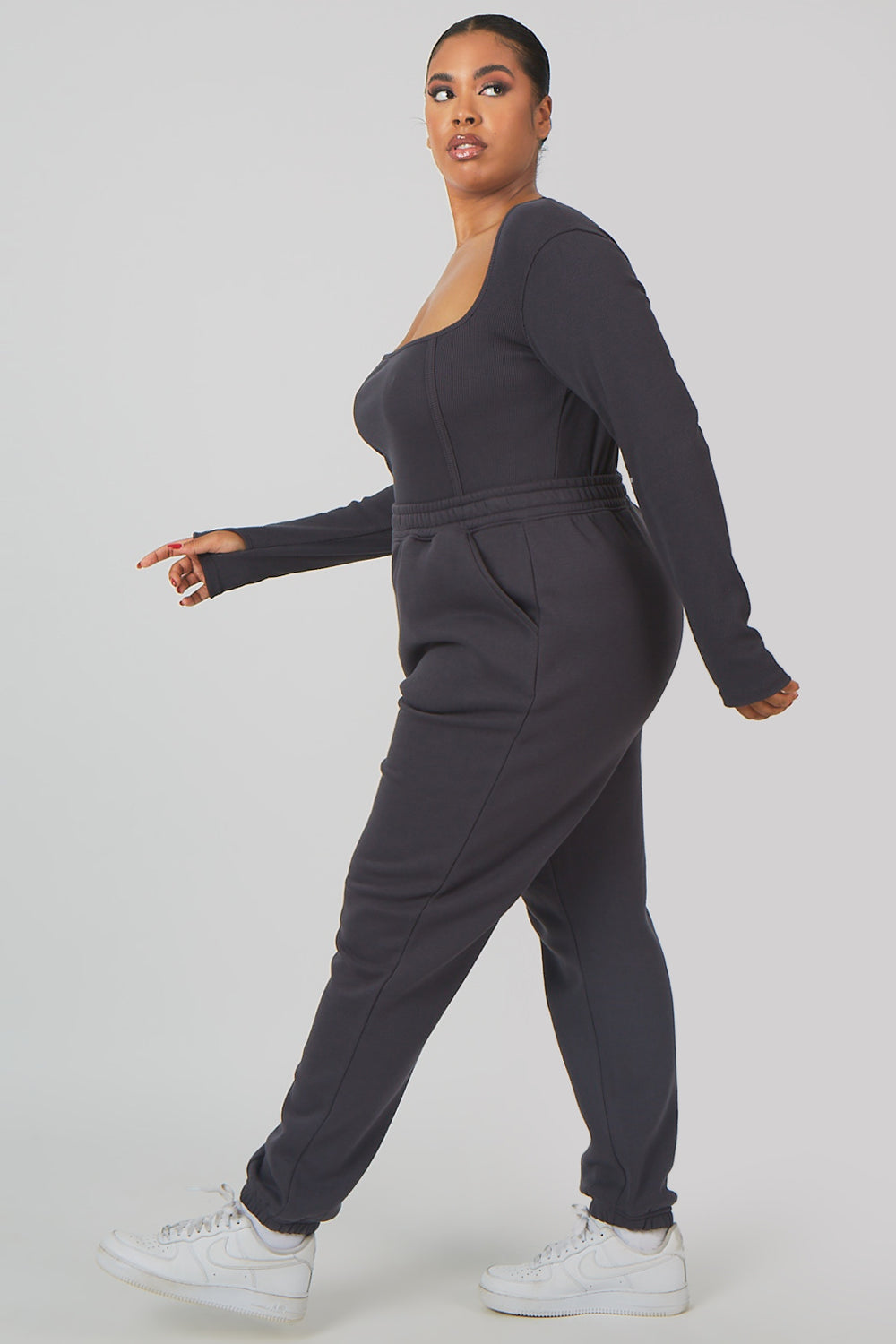 Curve Extreme High Leg Bodysuit Dark Grey