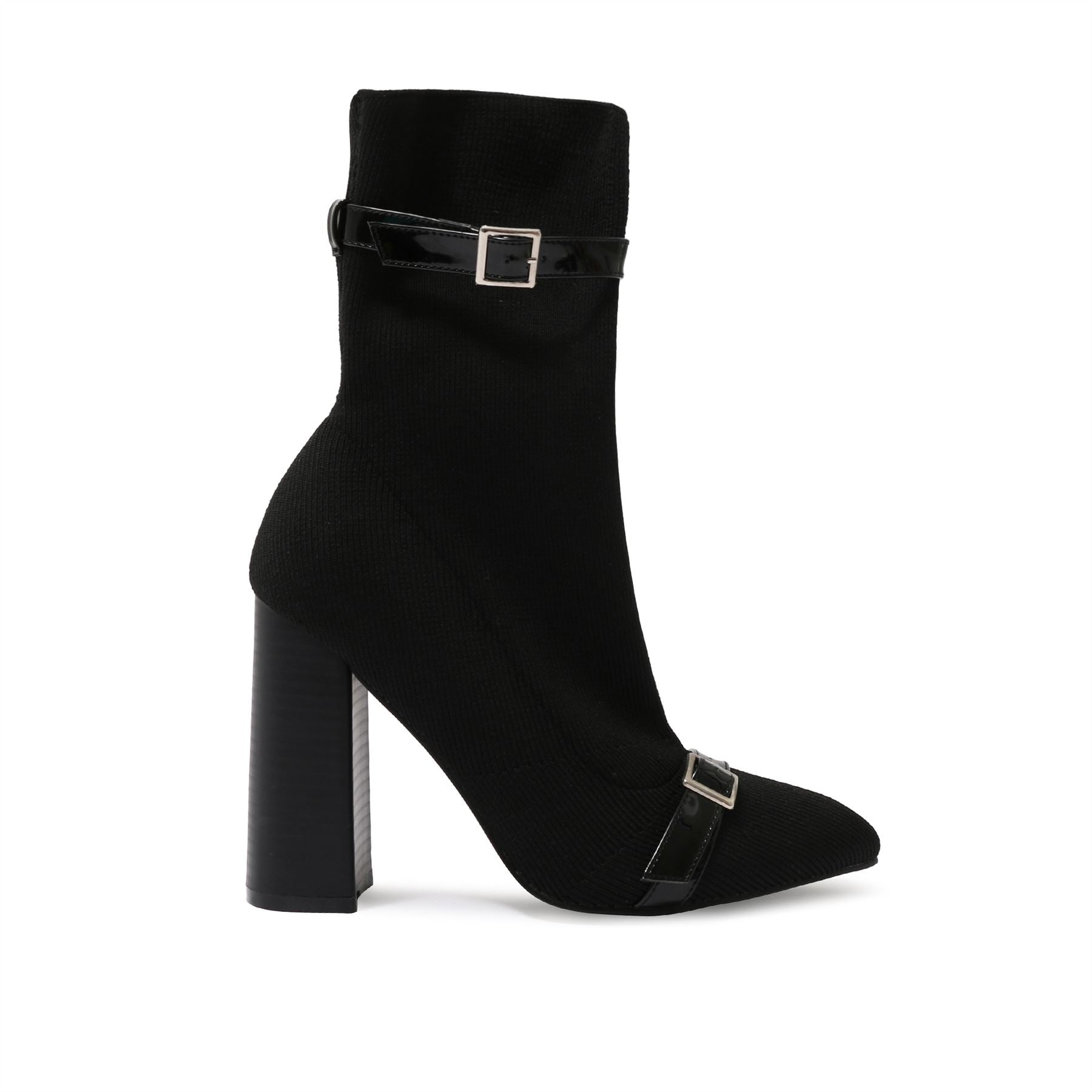 Daniella Buckle Sock Boots in Black