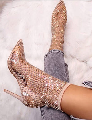 Diamond Nude Diamante Fishnet Stiletto 