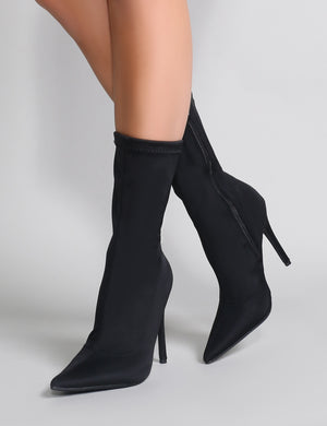 black sock boots pointed toe