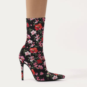 Direct Pointy Sock Boots in Floral 