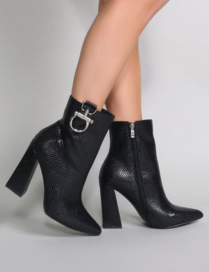 metal trim ankle boots