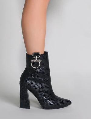 metal trim ankle boots