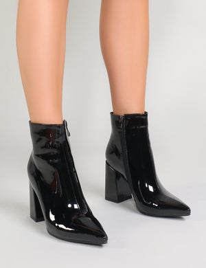 Empire Pointed Toe Ankle Boots in Black 