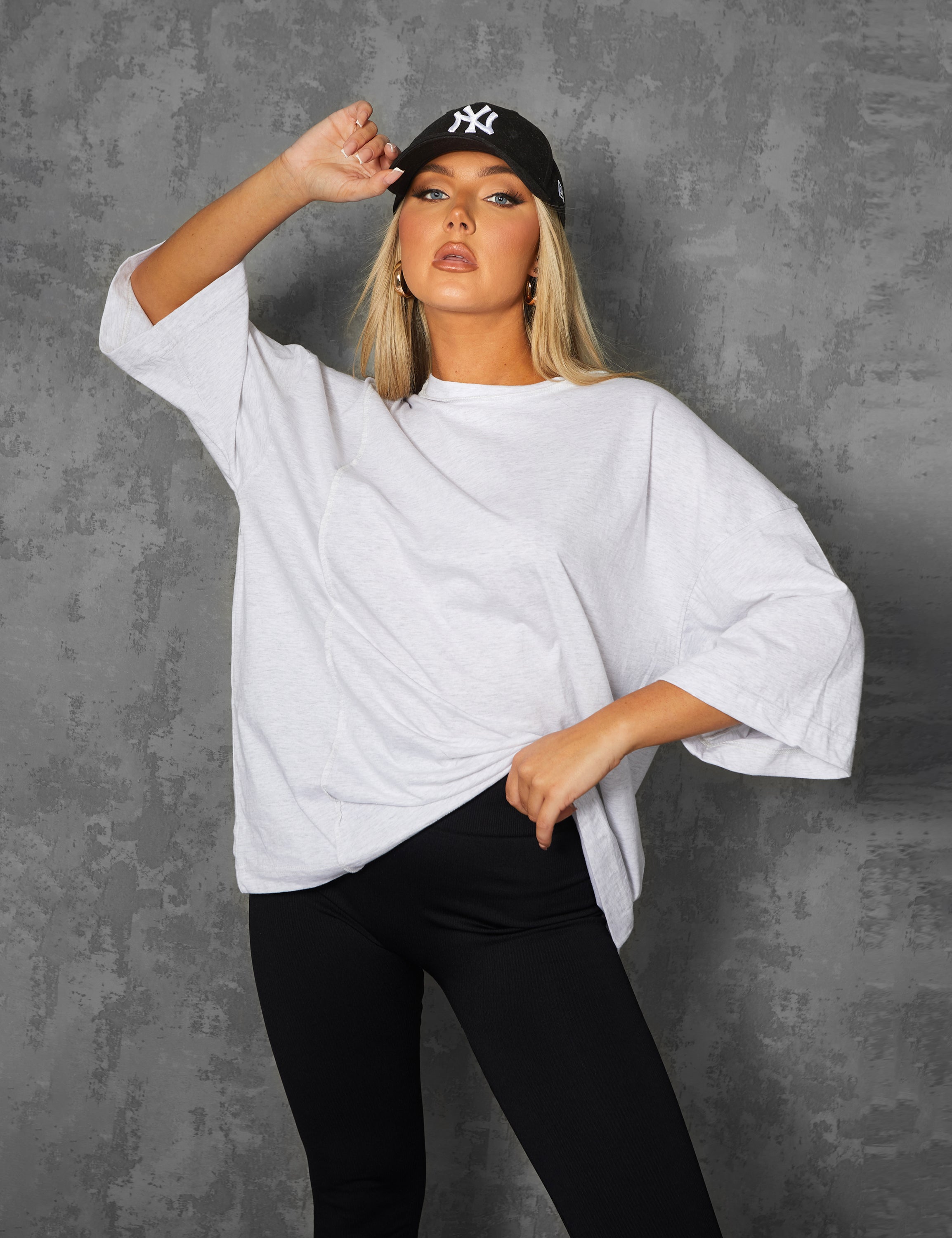 Exposed Seam Oversized T Shirt Oatmeal Marl