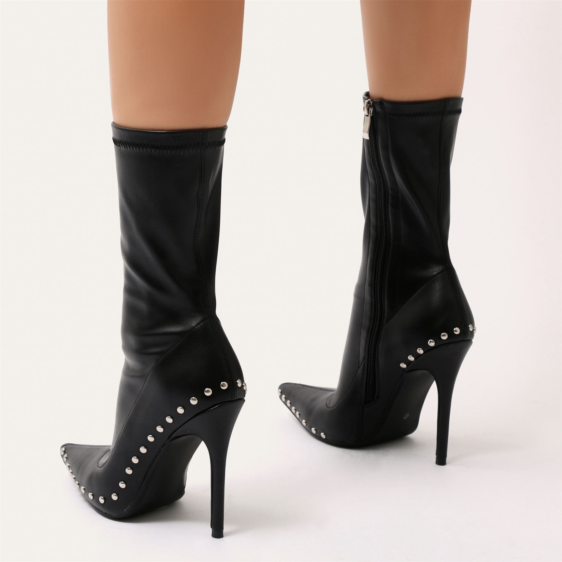 Hustle Studded Sock Boots in Black