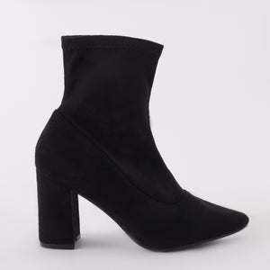 black faux suede ankle boots