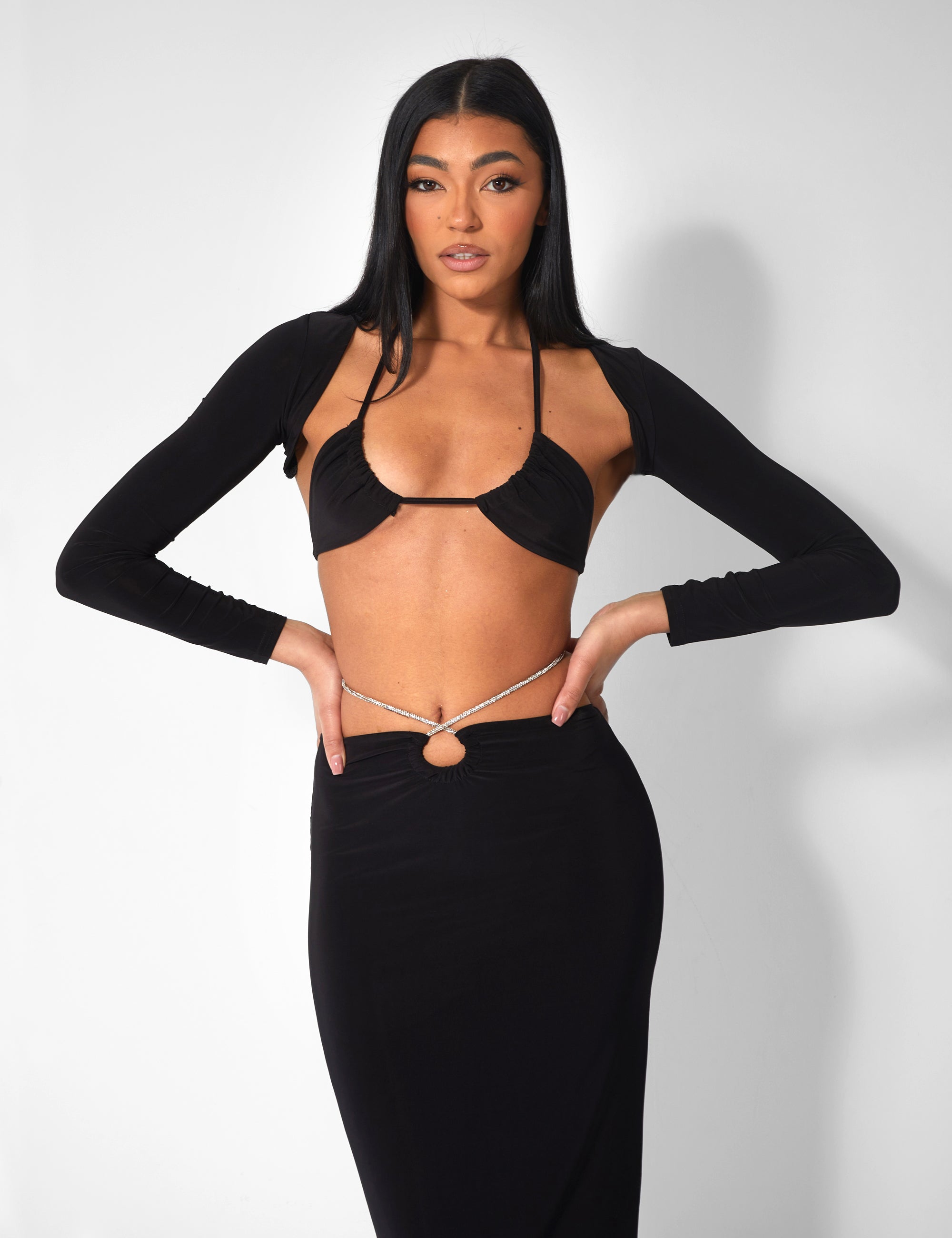 Bikini Top And Shrug Slinky Top Black