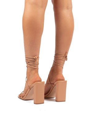 nude strappy block heels