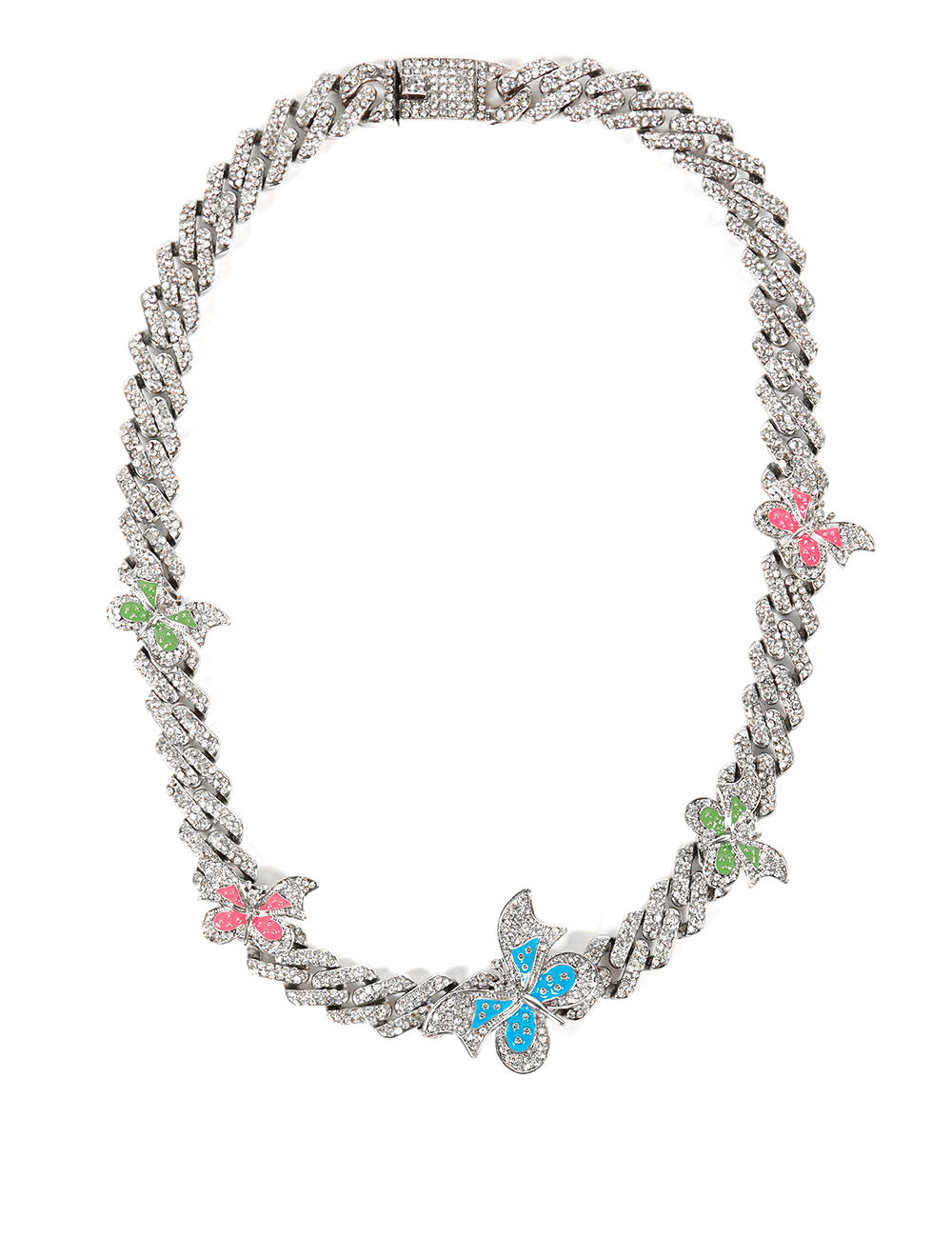 Butterfly Necklace Silver Multi