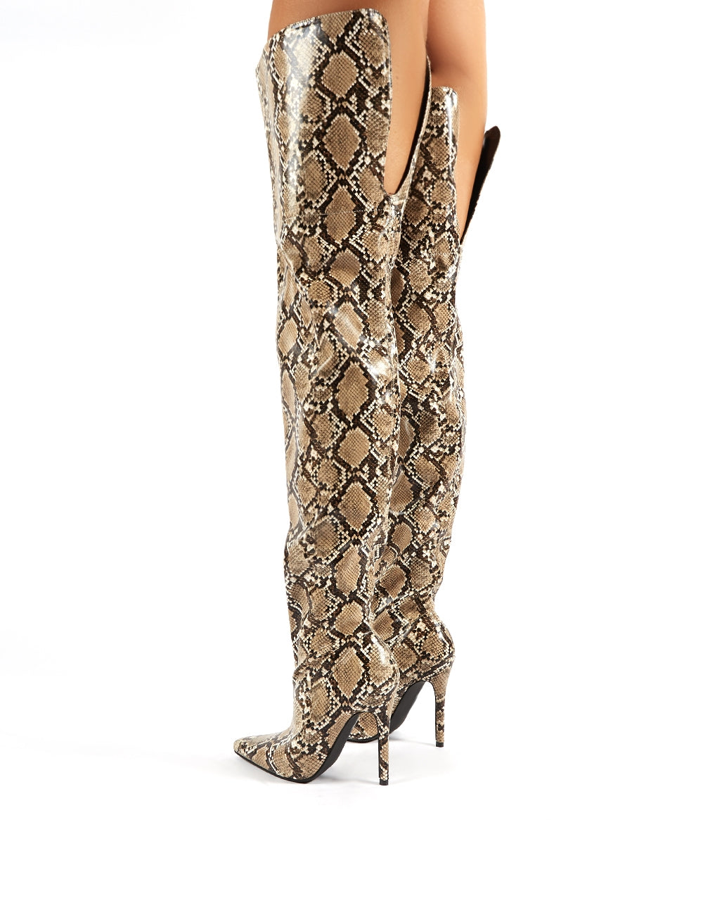 snake print stiletto boots