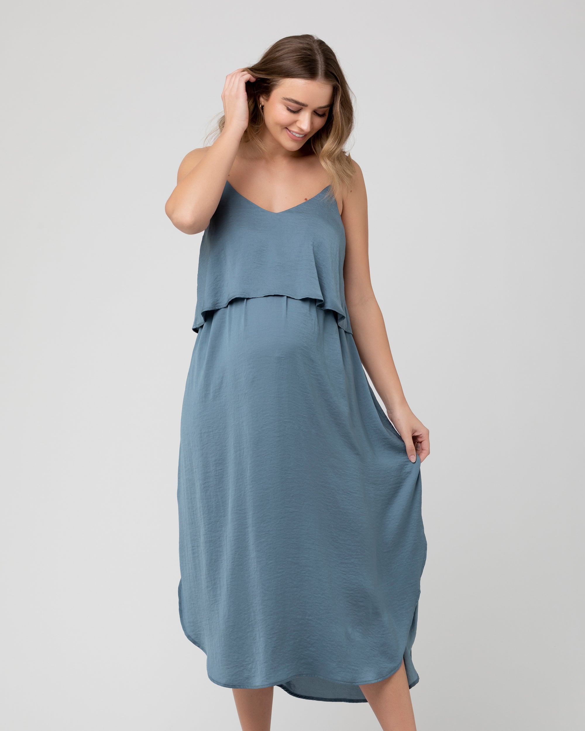 Loose Nursing Slip Dress with Breast Pad Maternity Underwear size