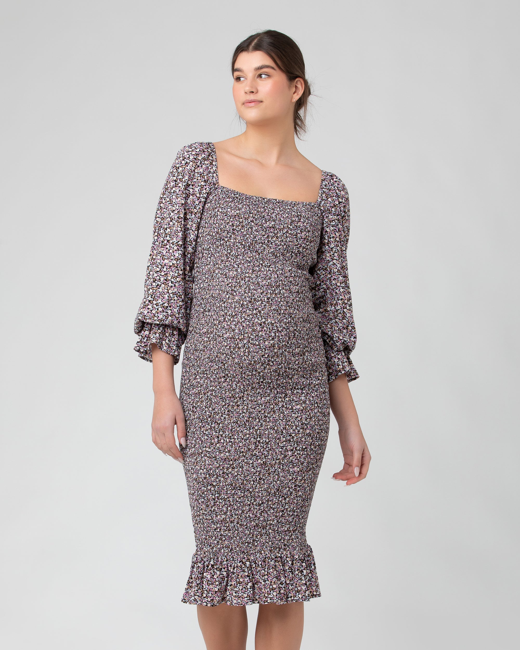 Ripe Maternity Selma Shirred Dress Multi – Belly2babes