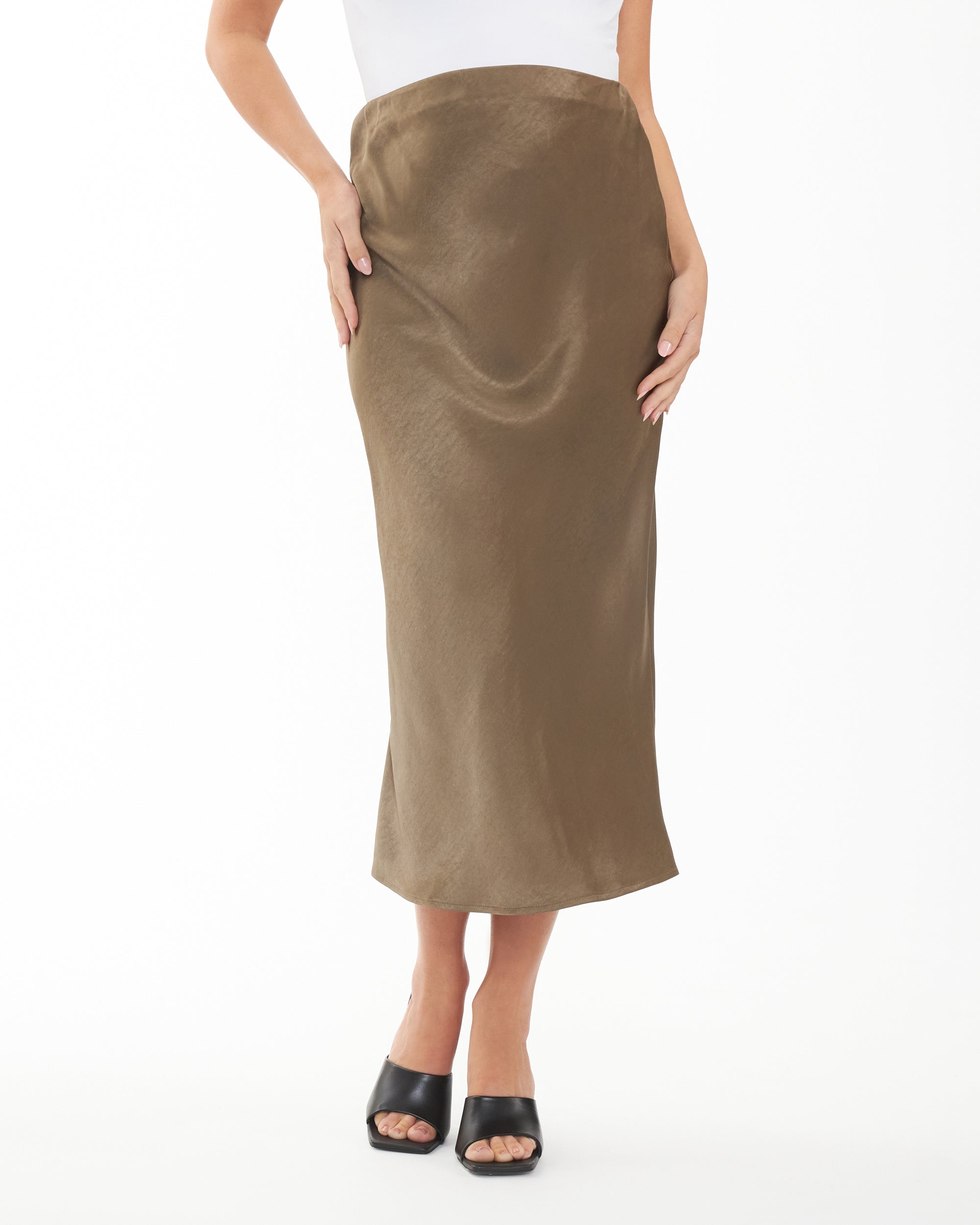 Maternity Lexie Satin Midi Skirt – Ingrid+Isabel