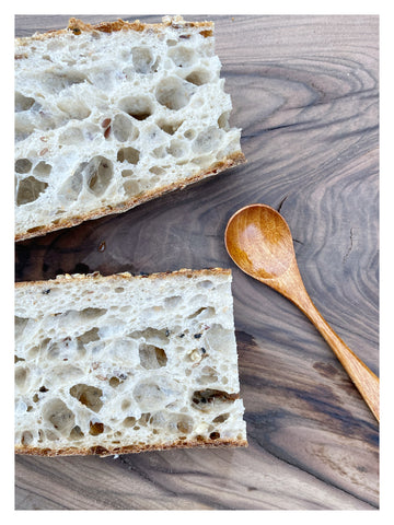 Baguette on black walnut with olivewood spoon