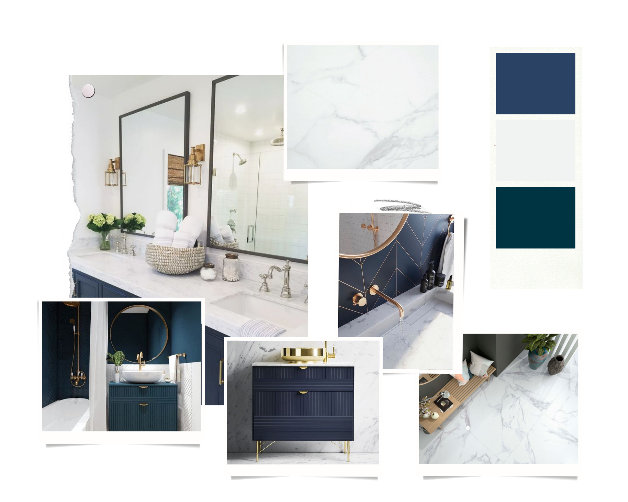 Blue and marble mood board