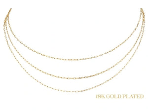 18K Gold Plated 3 Layer Petite Paperclip Chains Necklace - Shop The Rustic Hanger