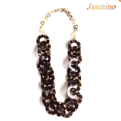 Brown horn chain link necklace