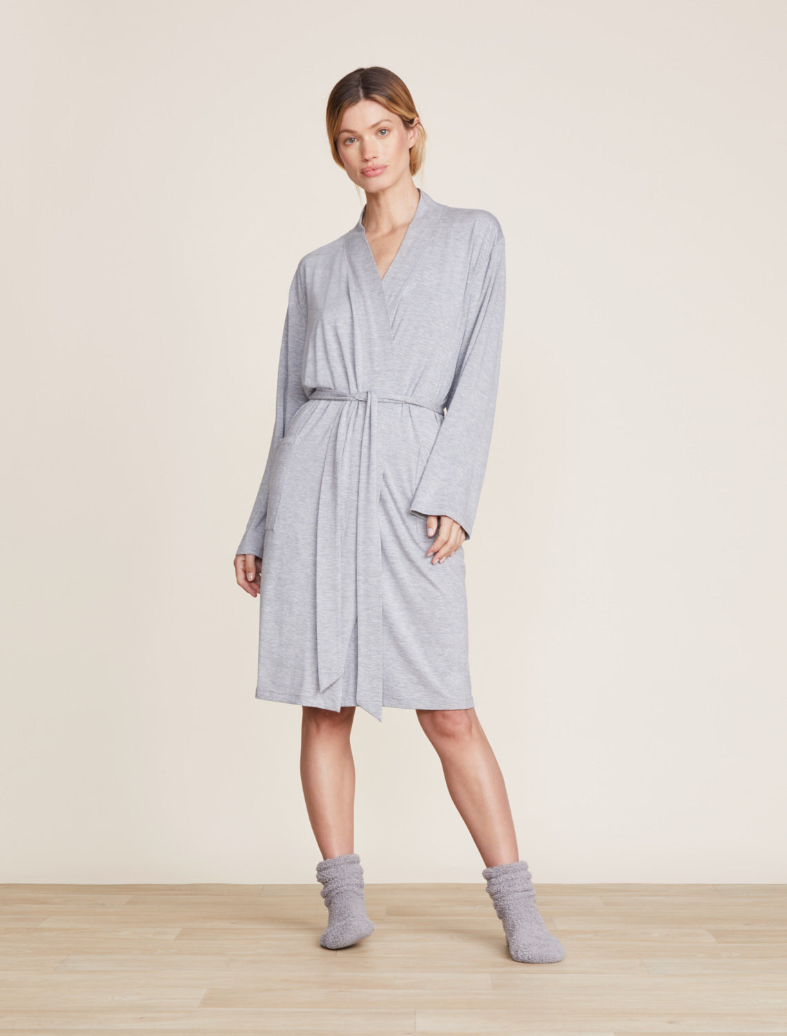 Cozy Chic Side Tie Bath Robe, Almond