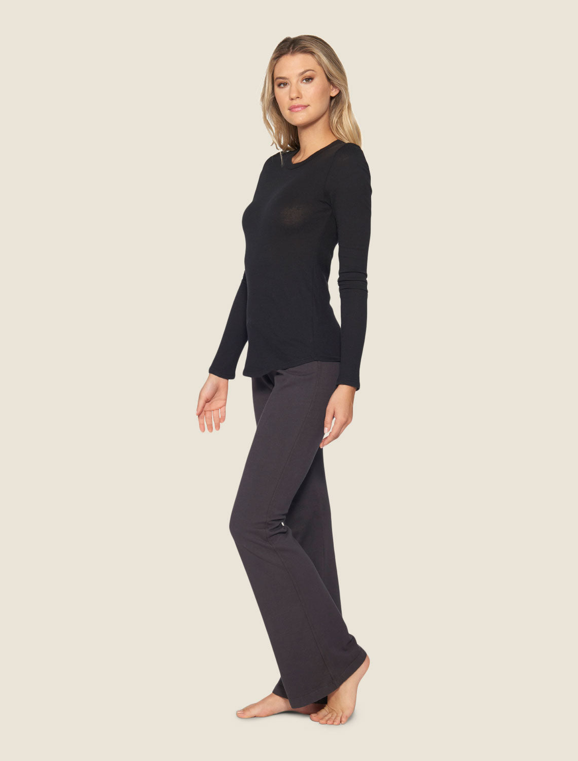 Malibu Collection® Women's Long Sleeve Loose Jersey Crew