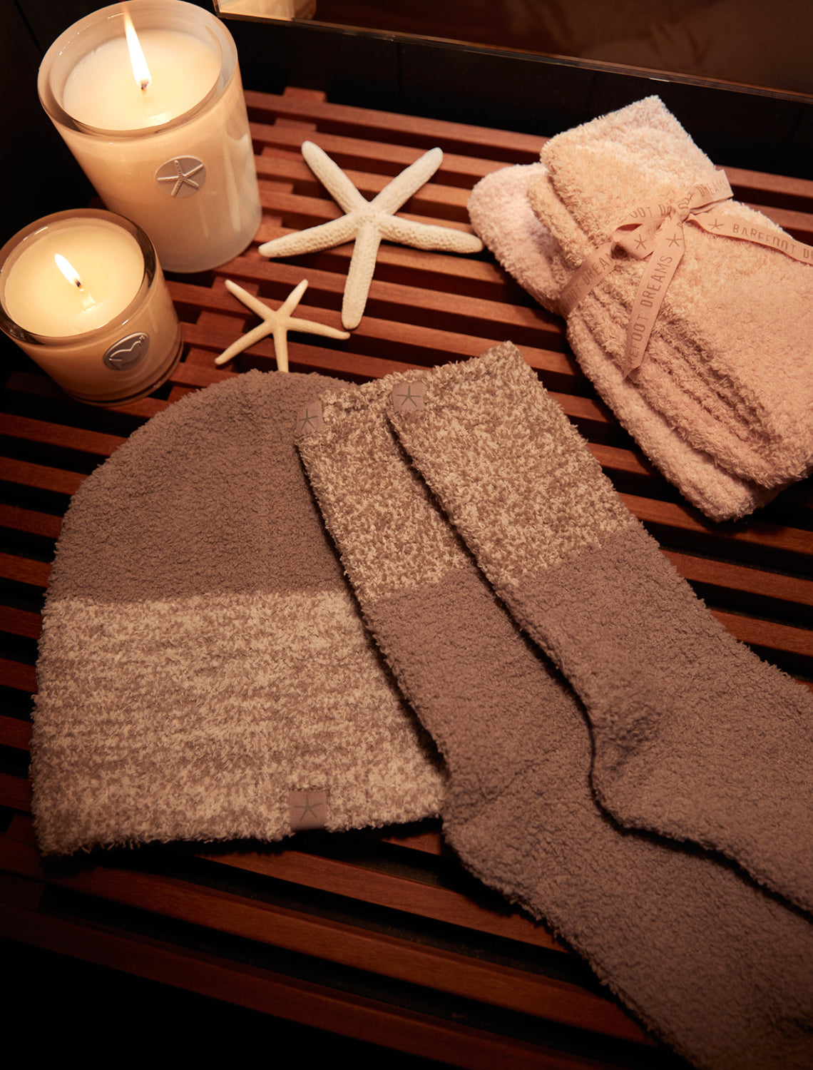 CozyChic® Heather Stripe Beanie and Sock Set
