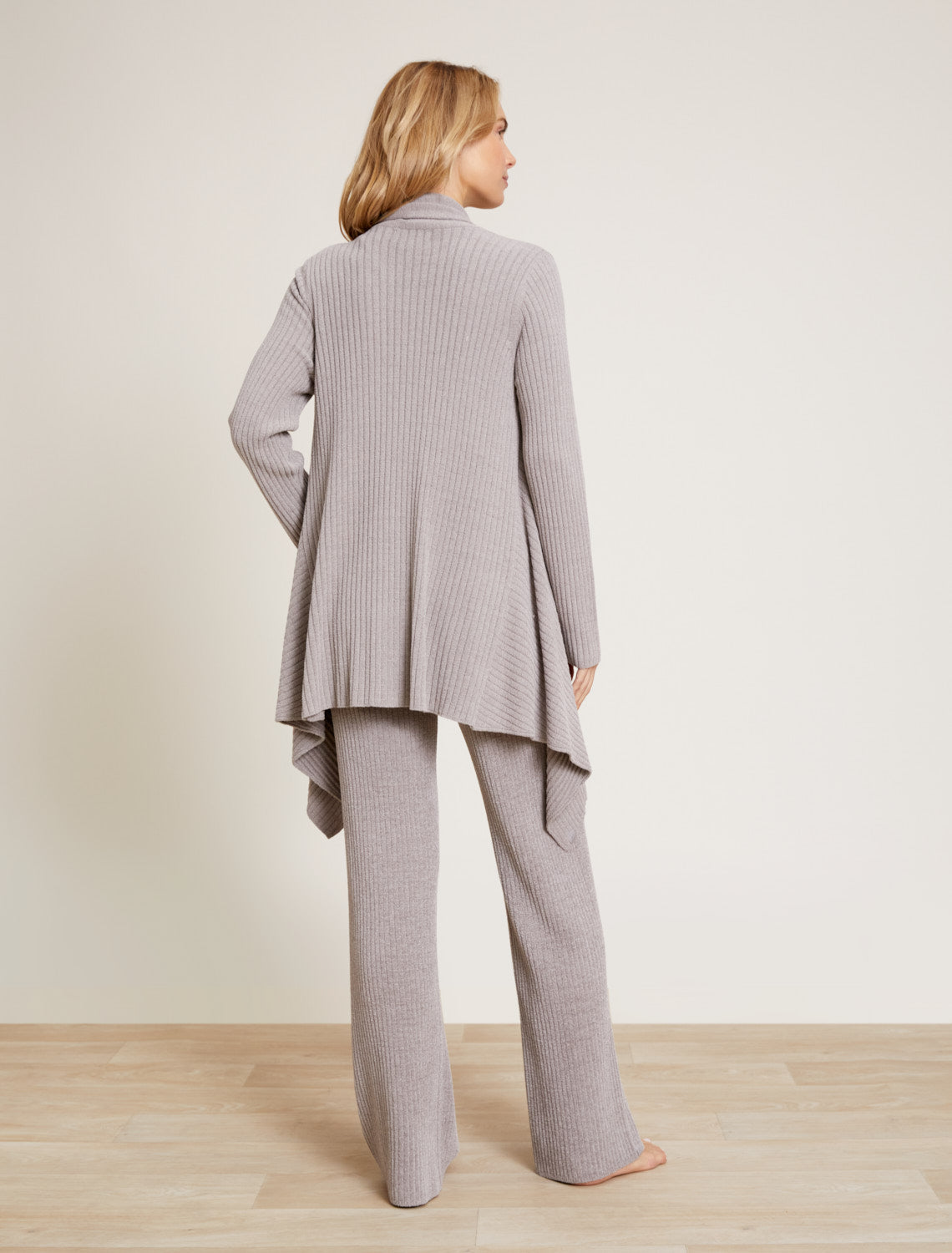 Barefoot Dreams Cozychic Lite Ribbed Drape Cardigan In Almond