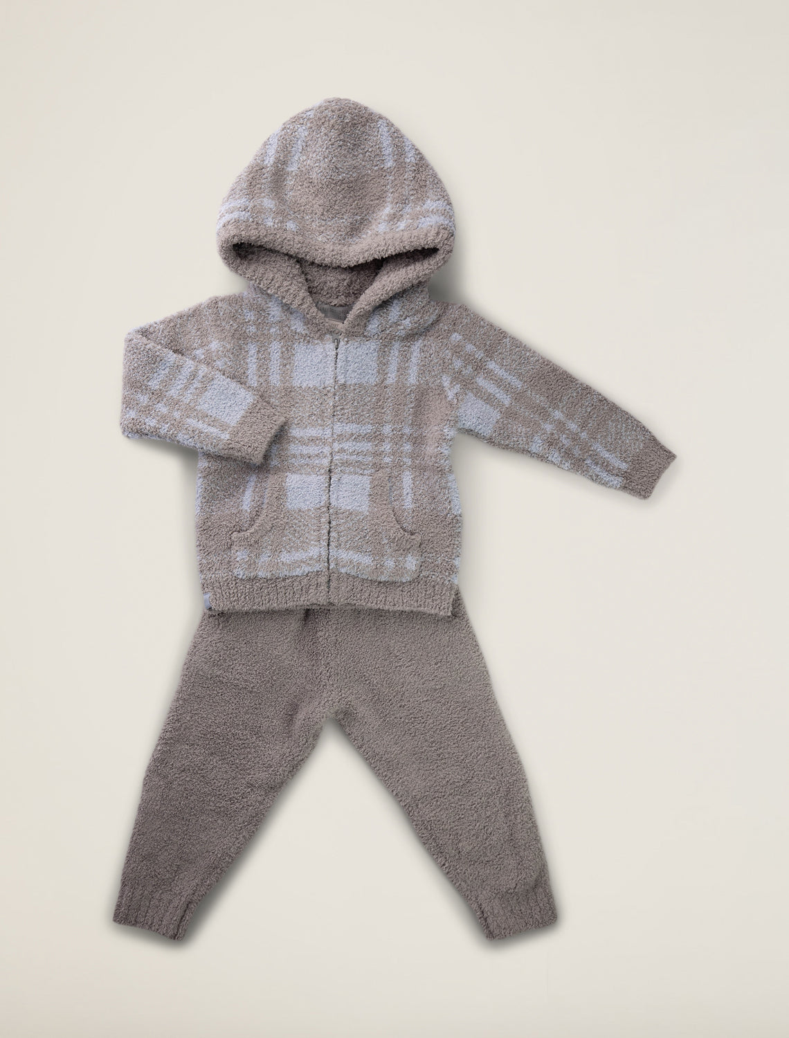 SWEATSHIRT AND PANTS PLUSH MATCHING SET - Taupe gray