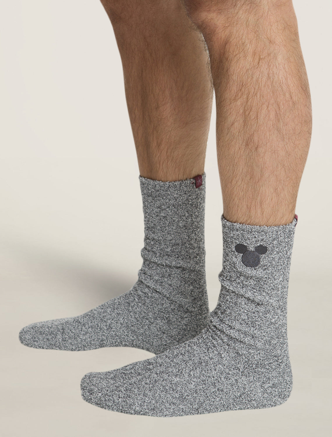 Barefoot Dreams CozyChic Heathered Mens Socks HE-BEACH ROCK/WHITE