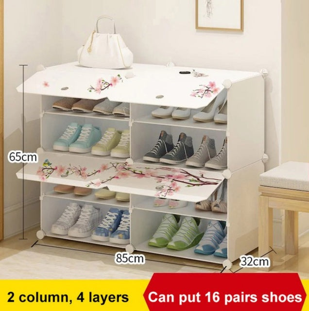 Modern Shoe Rack Plastic Metal Large Shoe Boots Cabinet Organizer