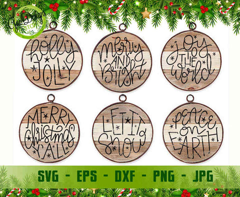 Christmas ornament svg bundle; Christmas Circle Sign SVG; hand lettered svg; christmas svg; christmas scene svg Digital item - GaoDesigns Store