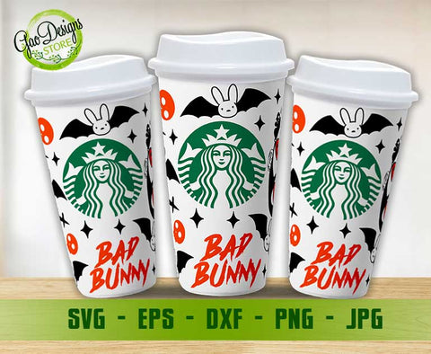 Bad Bunny Halloween Full Wrap Svg For 16oz Cold Cup