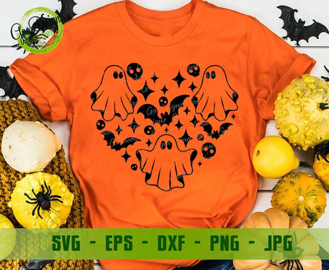 Halloween Ghost Heart SVG Cricut File