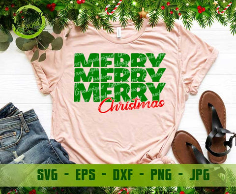 Stacked Merry Christmas Svg; Christmas clipart; Retro Merry Christmas Cricut; Xmas Stacked Tshirt Design