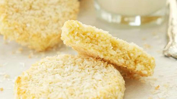 Coconut cookies are crunchy on the outside and chewy and soft on the inside 