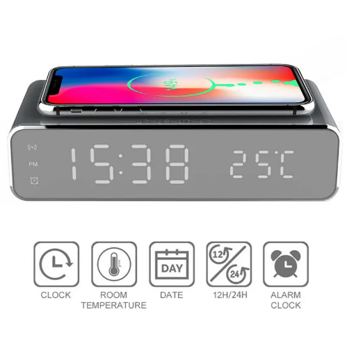 Electric LED 12/24H Alarm Clock With Phone Wireless Charger Table Digi – Miss Irish Jane's Store