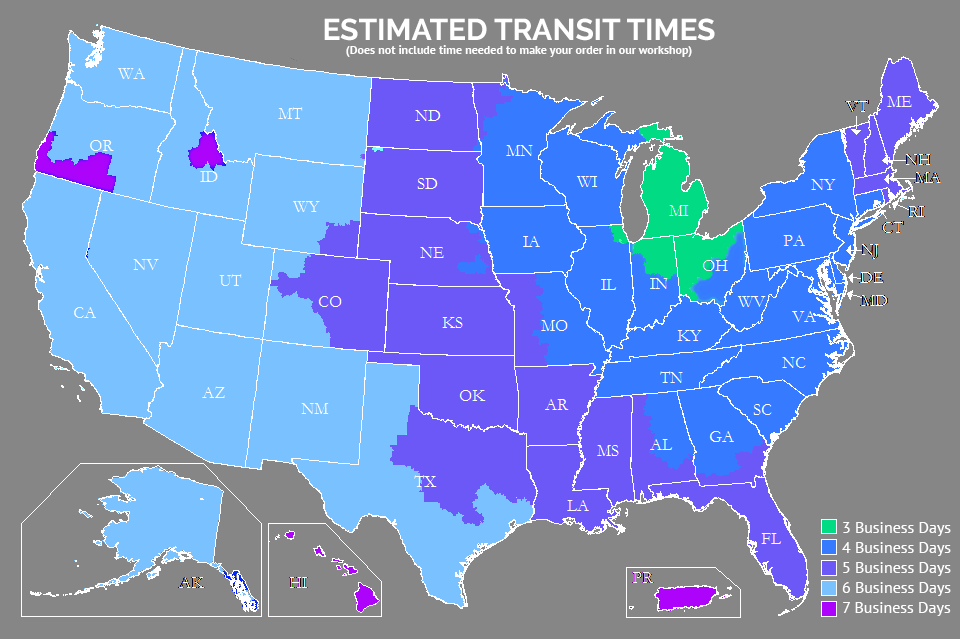 shipping and transit times map