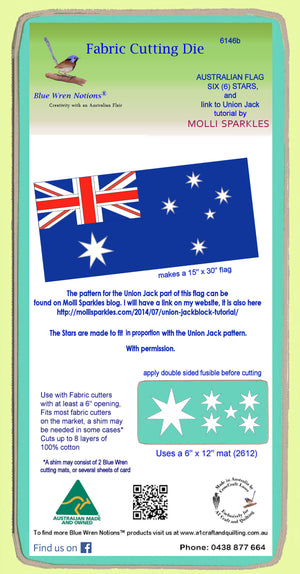 Flag x 6 stars on - 6146b - Included - A1 Craft and Quilting, Australia