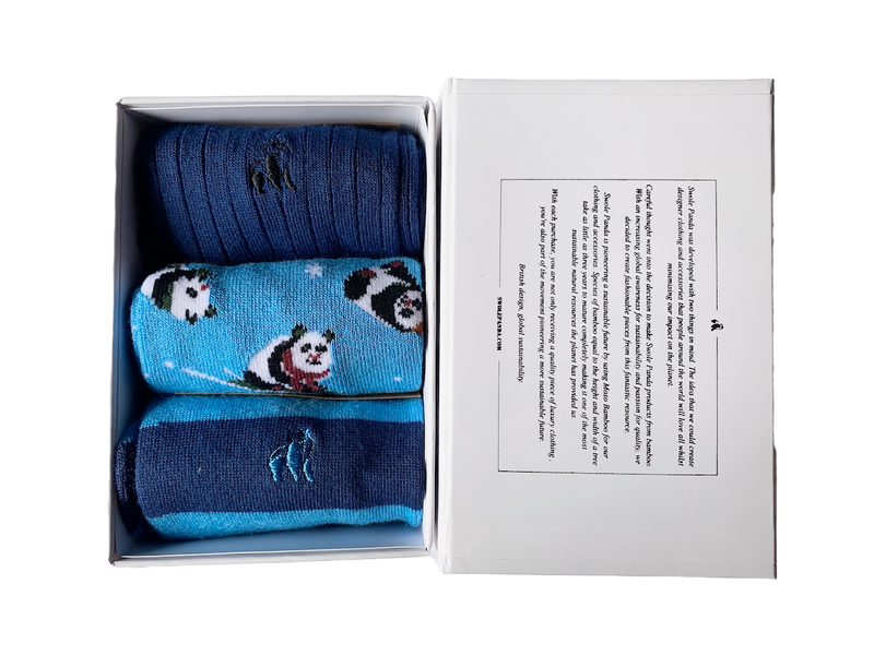 Blue Bamboo Socks Christmas Gift Box (7-11)