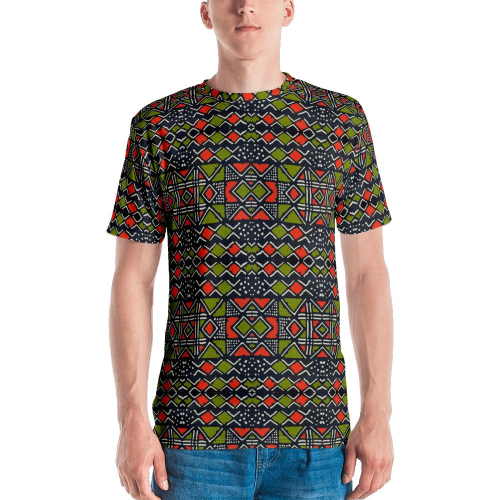 Red Green Bogolan African Print Men's T-shirt – YaYa+Rule