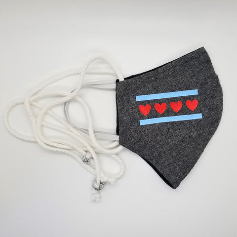 chicago flag with hearts full coverage face mask