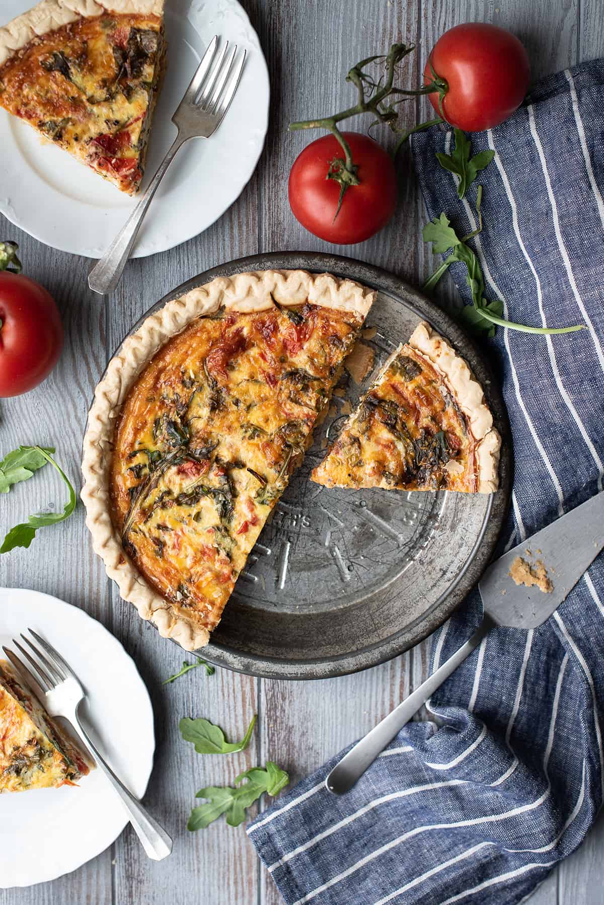 (V) Tomato, Arugula and Mozzarella Quiche